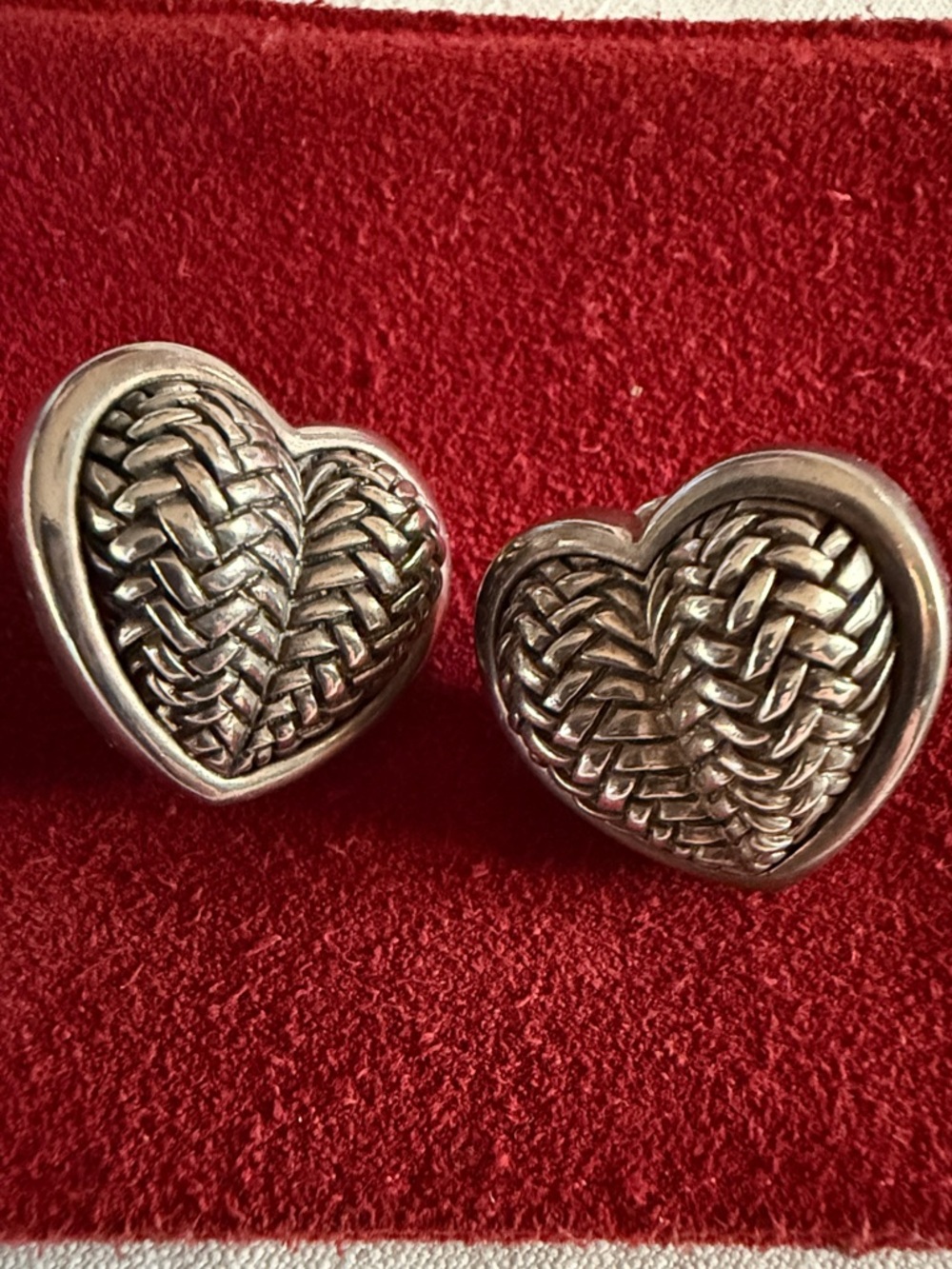 1996 Kieselstein Cord Sterling Silver Celtic Puffed Heart Earrings w/French back